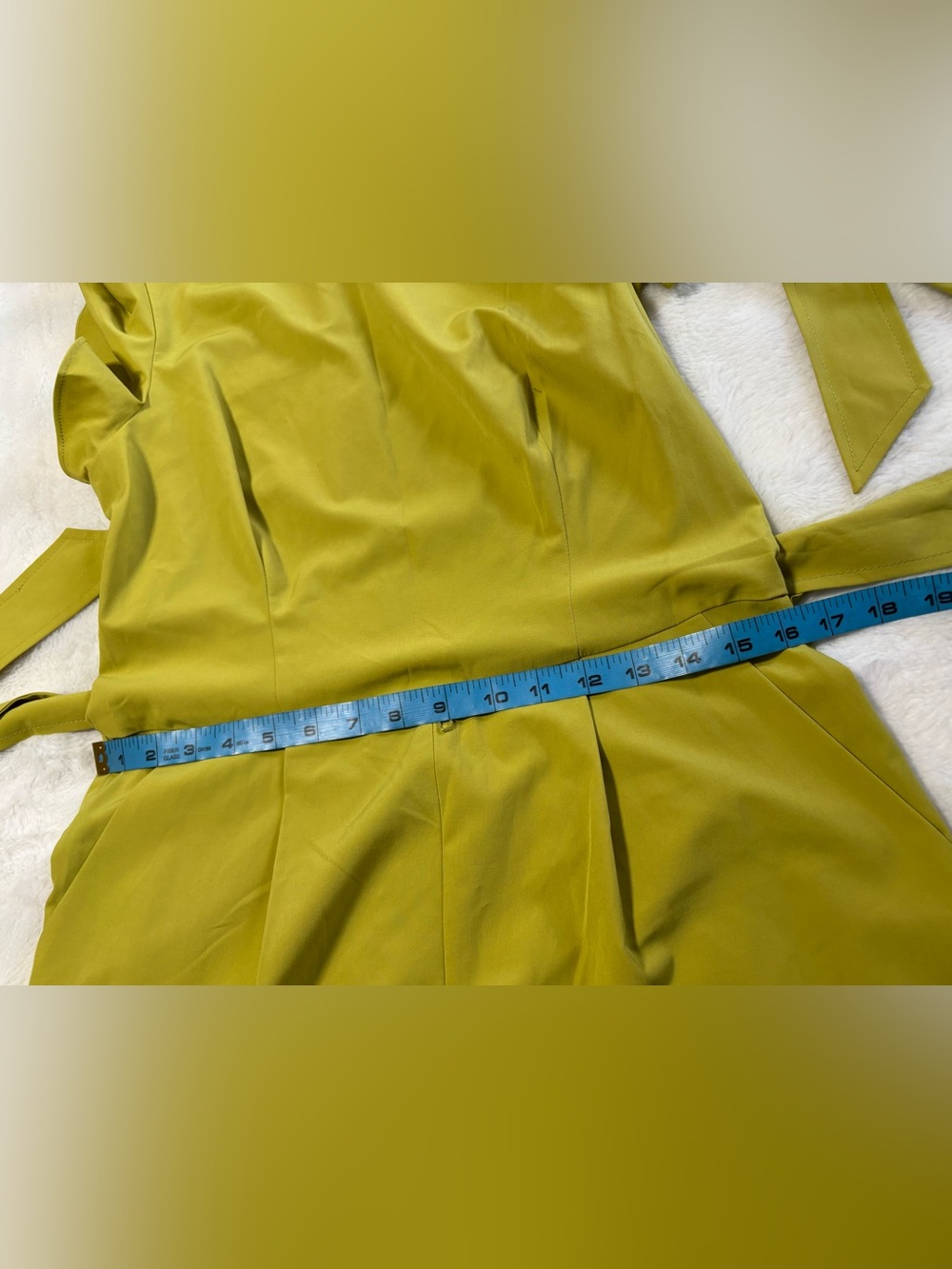 Calvin Klein Chartreuse Yellow Flutter Sleeve Belted Jumpsuit Size 8 NWT - Picture 14 of 16